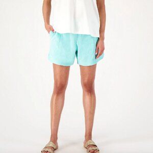 Belle Beach by Kim Gravel Poolside Terry Curved Hem Shorts , Aqua more Sizes a60